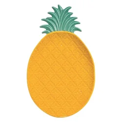 Serving platter, porcelain, pineapple-shaped, 36 x 21.5 cm, Yellow-Gre