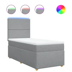 Vidaxl Box spring postelja z vzmetnico svetlo siva 80x200 cm blago