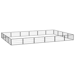 Ograda za pse s 20 panela crna 100 x 50 cm čelik obložen prahom