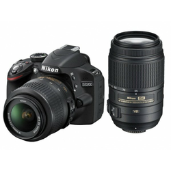 NIKON fotoaparat D3200 + objektiv 18-55 AF-S DX VR II + objektiv 55-300 AF-S VR črn