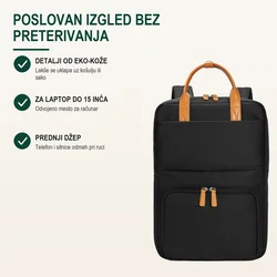 Bruno Poslovni ranac Piston, Odeljak za laptop, 15, Crni