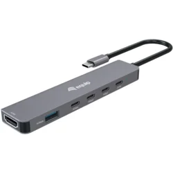 Equip EQUIP USB-C 6-u-1 multifunkcionalni adapter, HDMI 4K/30Hz, USB-C x 4, USB-A x 1, 5Gbps, 100W USB PD