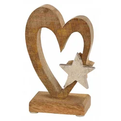 Srce sa zvezdicom mango wood/metal 10x6x15cm ( 10025570 )