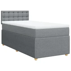 Vidaxl Box spring postelja z vzmetnico svetlo siva 90x190 cm blago