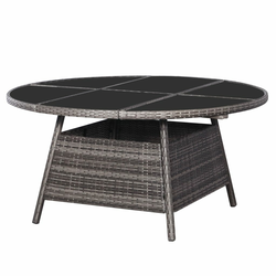 vidaXL Vrtna miza iz poli ratana 150x74 cm siva