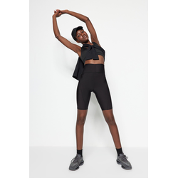 Trendyol Black Gathering Knitted Sports Biker/Cycler/Short Tights