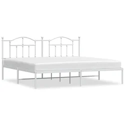 Vidaxl Kovinski posteljni okvir z vzglavjem bel 200x200 cm