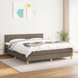 Greatstore Box spring postelja z vzmetnico taupe 180x200 cm blago