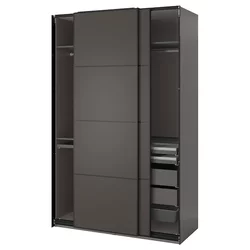 PAX / MEHAMN Kombinacija garderobera, tamnosiva/dvostrano tamnosiva, 150x66x236 cm