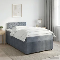 Boxspring krevet s madracem Tamnosiva 120 x 200 cm Baršun Plava 200 x 120 x 88 cm