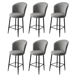 Hanah Home Set barskih stolica Fora, 6 komada, Sivo-crni