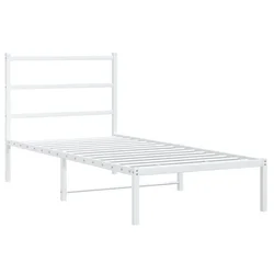 Vidaxl Kovinski posteljni okvir z vzglavjem bel 90x190 cm