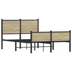 Vidaxl Kovinski posteljni okvir brez vzmetnice sonoma hrast 120x190 cm