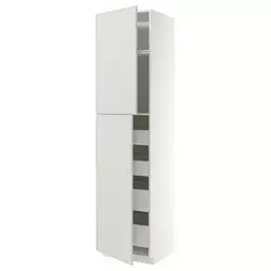METOD / MAXIMERA Vis.el. s 2 vrata/4 fioke, bela/Aspudden svetlosiva, 60x60x240 cm