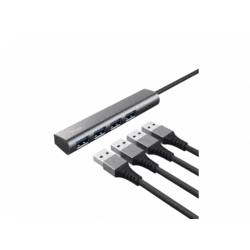 Trust Halyx Adapter, USB- 3.2, 4x USB, Sivi