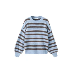 MANGO KIDS Pulover SIGRID svetlo modra/kostanj rjava