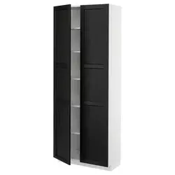 METOD Visoki element s policama, bela/Lerhyttan crno bajcovano, 80x37x200 cm