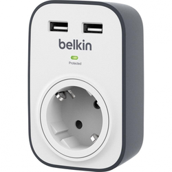 Belkin Međuutikač za zaštitu od prenapona Surgemaster BSV103vf Belkin 2x USB bijeli, sivi