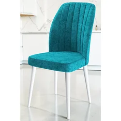 Hanah Home set trpezarijskih stolica Etra 6 kom, tirkizna tkanina Jerry, bele drvene noge