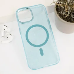Maska za telefon Mag Case Glitter za iPhone 15 Pro Max, Bela