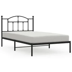 Vidaxl Kovinski posteljni okvir z vzglavjem črn 100x200 cm