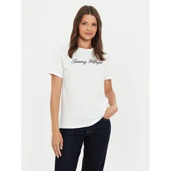 Tommy Hilfiger Majica Script WW0WW43459 Écru Regular Fit