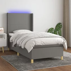 vidaXL Box spring postelja z vzmetnico LED temno siva 80x200 cm blago