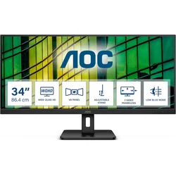 AOC gaming monitor U34E2M 34/VA,21:9/3440x1440/100Hz/4ms GtG/HDMIx2,DP/VESA/crna