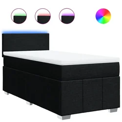 Vidaxl Box spring postelja z vzmetnico črn 90x190 cm blago
