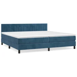 Vidaxl Box spring postelja z vzmetnico temno modra 200x200 cm žamet
