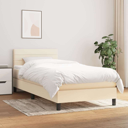 Den Box spring postelja z vzmetnico krem 90x190 cm blago
