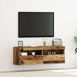 TV zidni ormar s LED svjetlima 2 pcs Staro drvo 60 x 30 x 40 cm