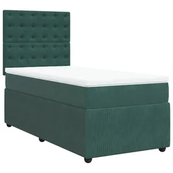 Vidaxl Box spring postelja z vzmetnico temno zelena 100x200 cm žamet