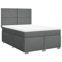 Vidaxl Box spring postelja z vzmetnico temno siva 140x200 cm blago