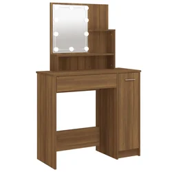 Toaletni stolić LED boja smeđeg hrasta 86,5x35x136 cm