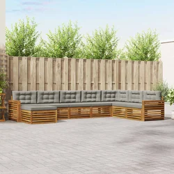 Set vanjskih sofa s jastukom 8 pcs Prirodna i svijetlo siva