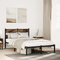 shumee vidaXL Kovinski posteljni okvir brez vzmetnice dimljen hrast 120x200 cm