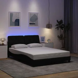 Okvir kreveta s LED-om bez madraca crni 140 x 190 cm od tkanine