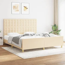 Okvir za krevet s uzglavljem krem 180 x 200 cm od tkanine