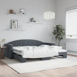 vidaXL Izvlečna dnevna postelja temno siva 90x200 cm žamet