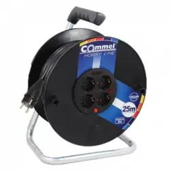 COMMEL Produžni kabl sa motalicom HOBBY LINE, H05RR-F 3G1.5 - C0975, Plastična motalica, crna., 4 utičnice