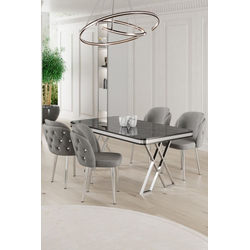 Hanah Home Set Trpezarijski sto i 4 stolice Rigel, Sivo-beli