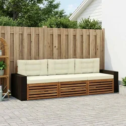 Set vanjskih sofa s jastukom 3 pcs Prirodna i krem Poliester