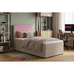 MID.YOU POSTELJA Z VZMETNICO 100 cm x 200 cm , tekstil, leseni material roza
