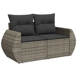 Vrtna sofa s jastucima za 2 osobe, siva, poliratan