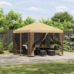 Vrtna sjenica sa stranicama 3 x 3 m Krem Poliester i čelik