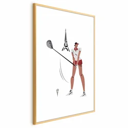 shumee Plakat - Ilustracija golfista z Eifflovim stolpom v ozadju