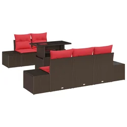 vidaXL vidaXL Vrtna sedežna garnitura 6 pcs Rjava in rdeča 100 x 55 x 73 cm, (5000020729)