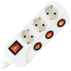 home Produžni kabel sa zaštitom, 3 utičnice, 1.0mm2, 1.5 met - NVK 03K/WH