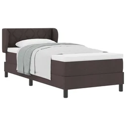 Vidaxl Postelja z vzmetnico z vzglavjem Temno rjava 90 x 190 cm blago